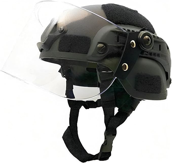LEJUNJIE Tactical MICH 2000 Fast Helmet with Clear Riot Visor Face Shield Sliding Goggles for Airsoft Paintball CS War Games Outdoor Sports.
