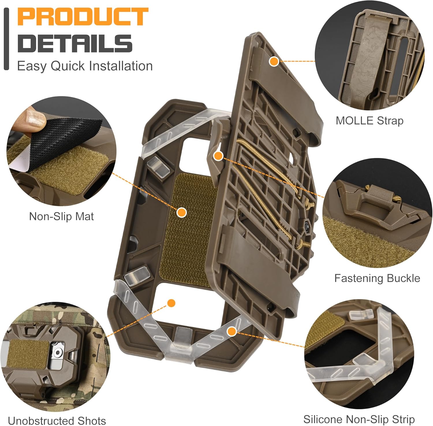Chest-Mounted Phone Holder, Compatible with Screen Sizes 4.7" - 6.7" Accessories for Tactical Plate Carrier Vests