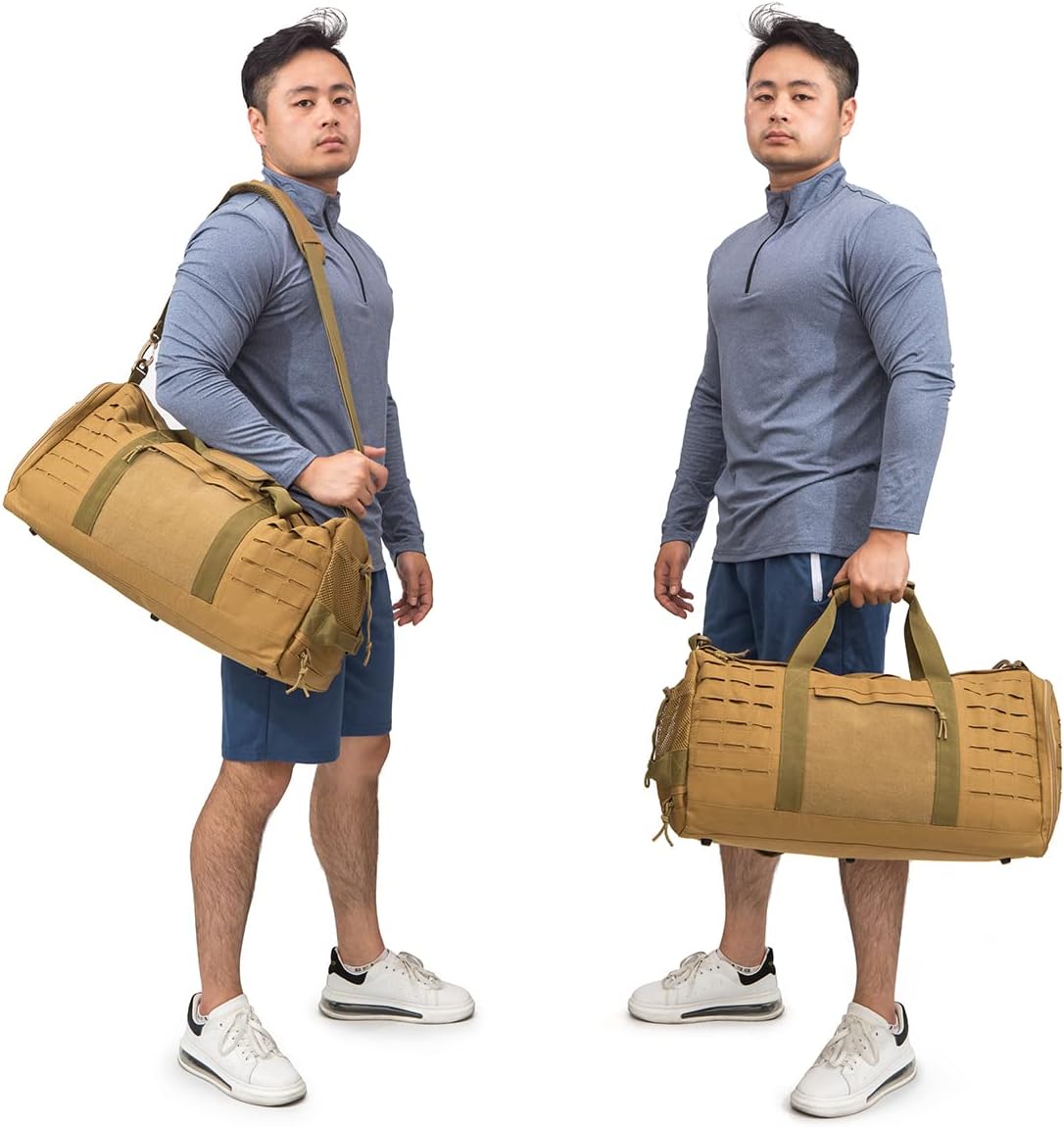 Military Tactical Duffle Bag For Men Sport Gym Bag Fitness Tote Travel Duffle Bag Training Workout Bag With Shoe Compartment Basketball Football Weekender Bag