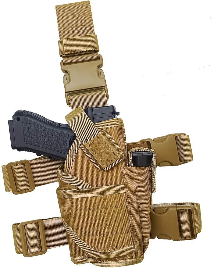 Tactical Pistol Thigh Gun Holster, Drop Leg Holster, Right Hand Adjustable