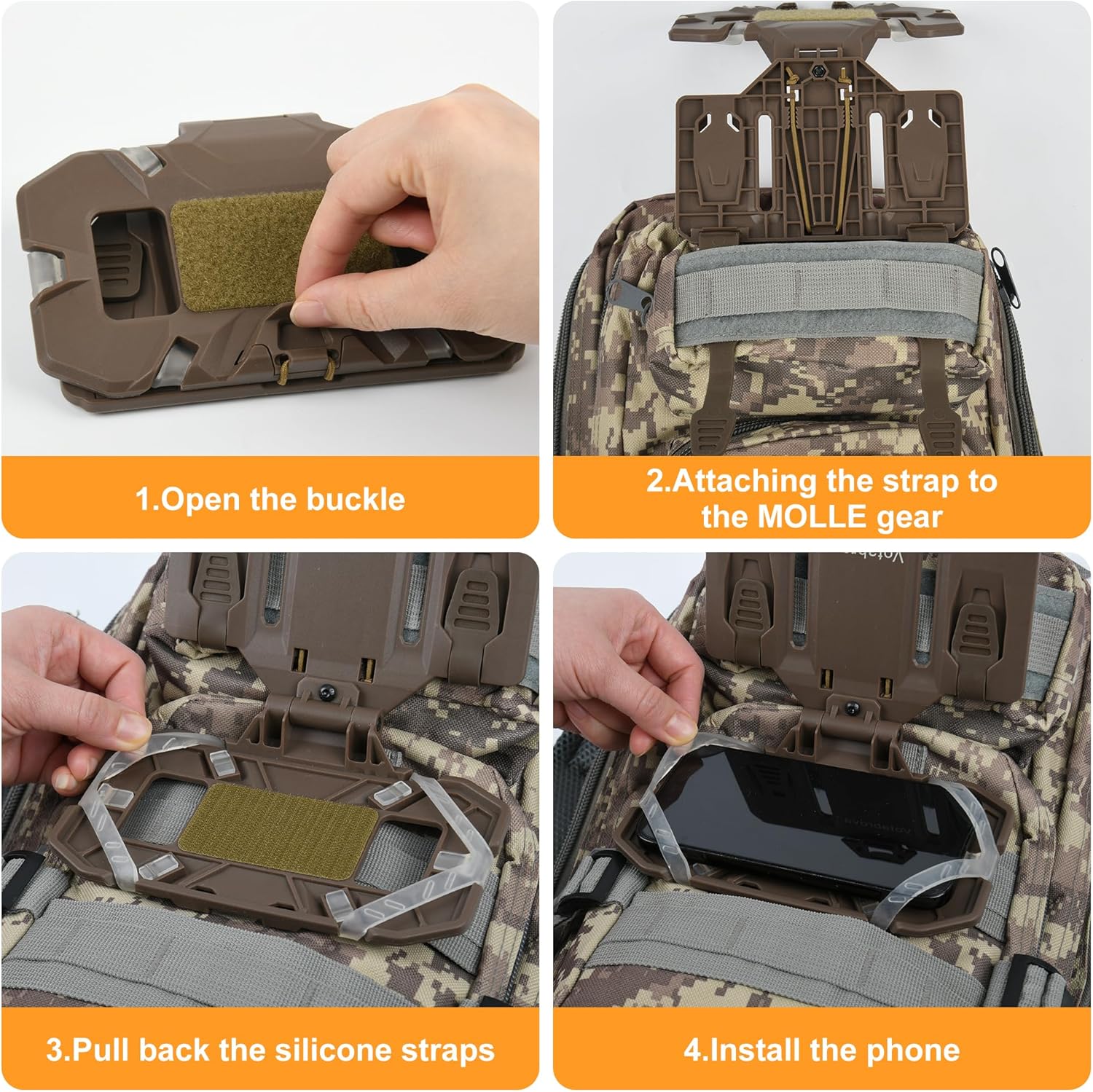 Chest-Mounted Phone Holder, Compatible with Screen Sizes 4.7" - 6.7" Accessories for Tactical Plate Carrier Vests