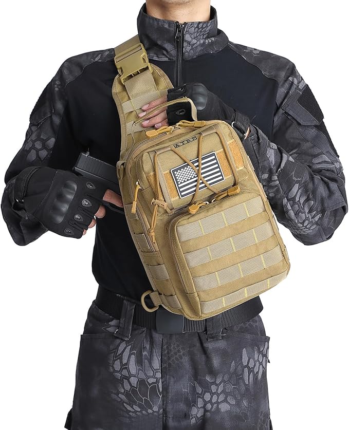 Tactical Sling Backpack Bag Pack for Men Military One Strap Shoulder Backpack Crossbody Bag With Holster