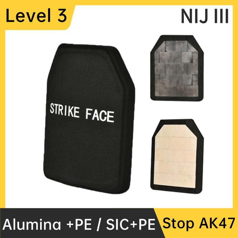 NIJ III Level 3 Bulletproof Plate Alumina+PE/SIC+PE Ballistic Tactical Vest Chest Insertion Plate independent protection Armor Panel