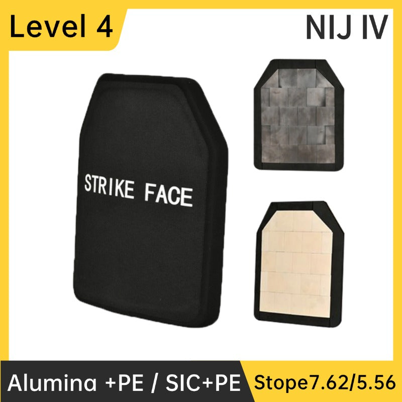 NIJ IV Level 4 Bulletproof Plate Alumina+PE/SIC+PE Ballistic Tactical Vest Chest Insertion Plate independent protection Armor Panel