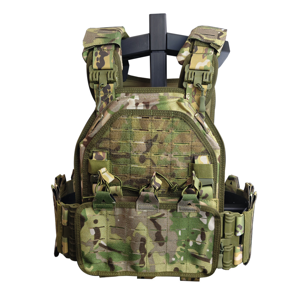 Quick Release Tactical Laser Cut Vest / Lightweight Combat Lightweight Vest / Implantable Bulletproof Plate / Green-CP