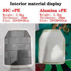 NIJ III Level 3 Bulletproof Plate Alumina+PE/SIC+PE Ballistic Tactical Vest Chest Insertion Plate independent protection Armor Panel
