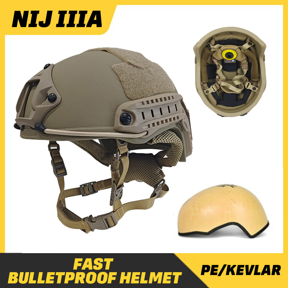 FAST ballistic helmet/NIJ IIIA ballistic grade/UHMWPE material/Wendy suspension system/two sizes/three colors