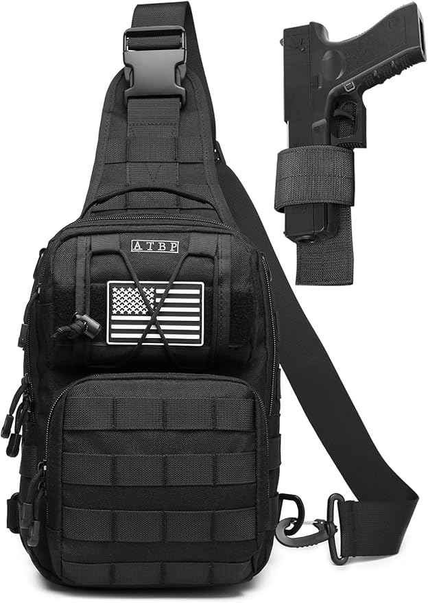 Tactical Sling Backpack Bag Pack for Men Military One Strap Shoulder Backpack Crossbody Bag With Holster