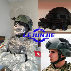 LEJUNJIE Tactical MICH 2000 Fast Helmet with Clear Riot Visor Face Shield Sliding Goggles for Airsoft Paintball CS War Games Outdoor Sports.