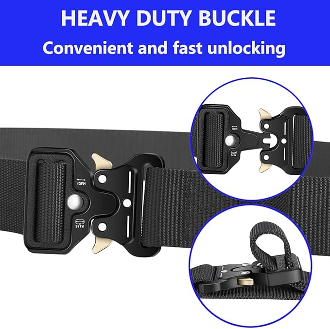 Military Style Tactical Belts for Men, Quick-Release Metal Buckle with Molle Key Ring Holder