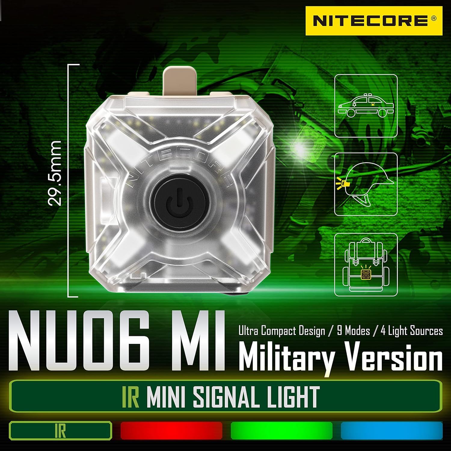 4 Light Sources IR Infrared Tactical Identification Signal Safety Light USB-C Headlamp with Attachments for ARC Rail/Magnetic/MOLLE/Hook-and-Loop Tag