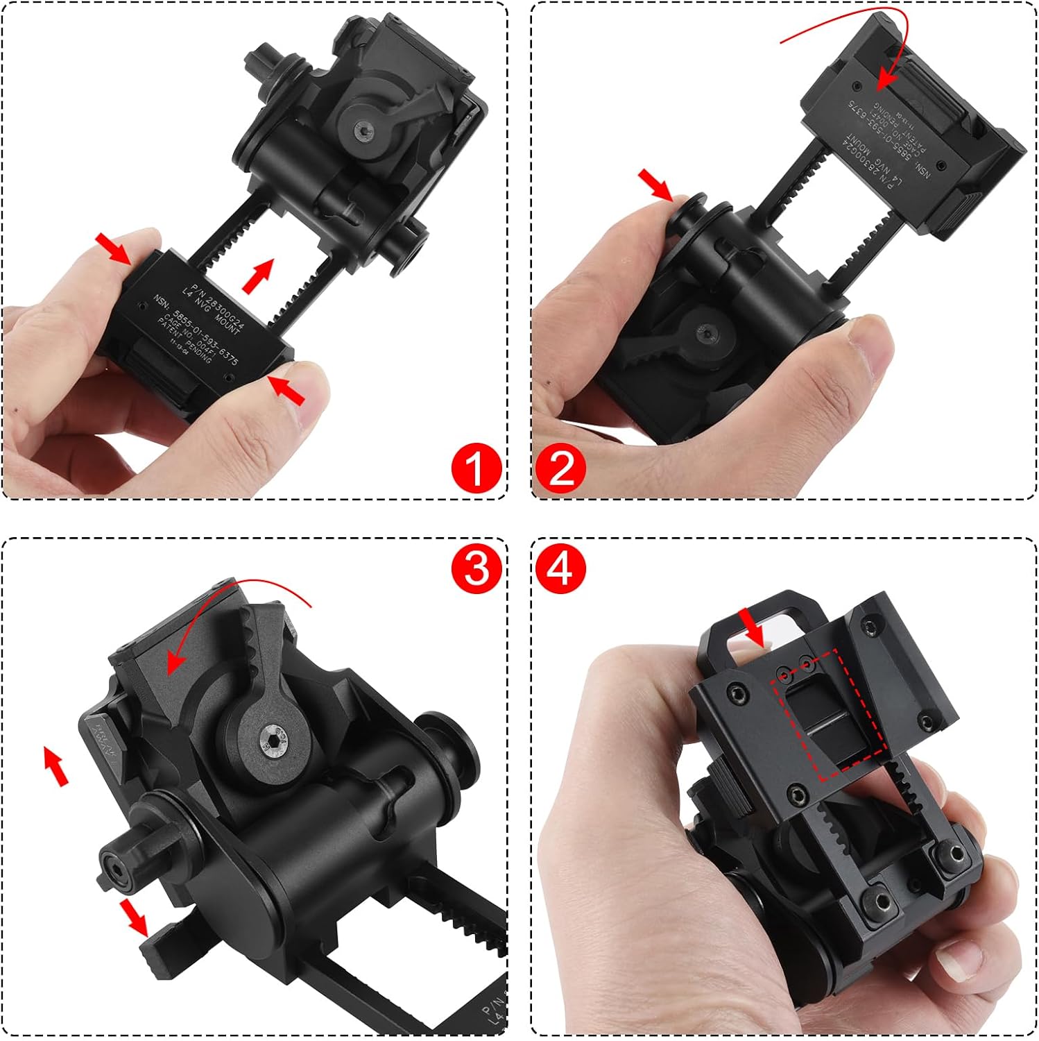 Gexmil CNC PVS15/18 Night Vision Goggles Mount for L4G24 NVG Metal Helmet Mount