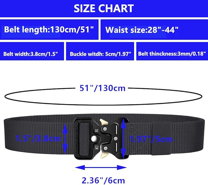Military Style Tactical Belts for Men, Quick-Release Metal Buckle with Molle Key Ring Holder