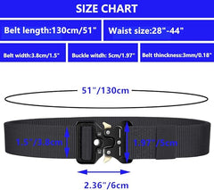 Military Style Tactical Belts for Men, Quick-Release Metal Buckle with Molle Key Ring Holder