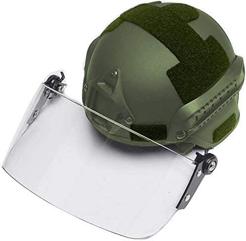 LEJUNJIE Tactical MICH 2000 Fast Helmet with Clear Riot Visor Face Shield Sliding Goggles for Airsoft Paintball CS War Games Outdoor Sports.