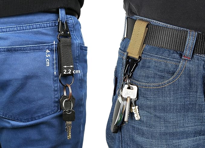 Military Style Tactical Belts for Men, Quick-Release Metal Buckle with Molle Key Ring Holder