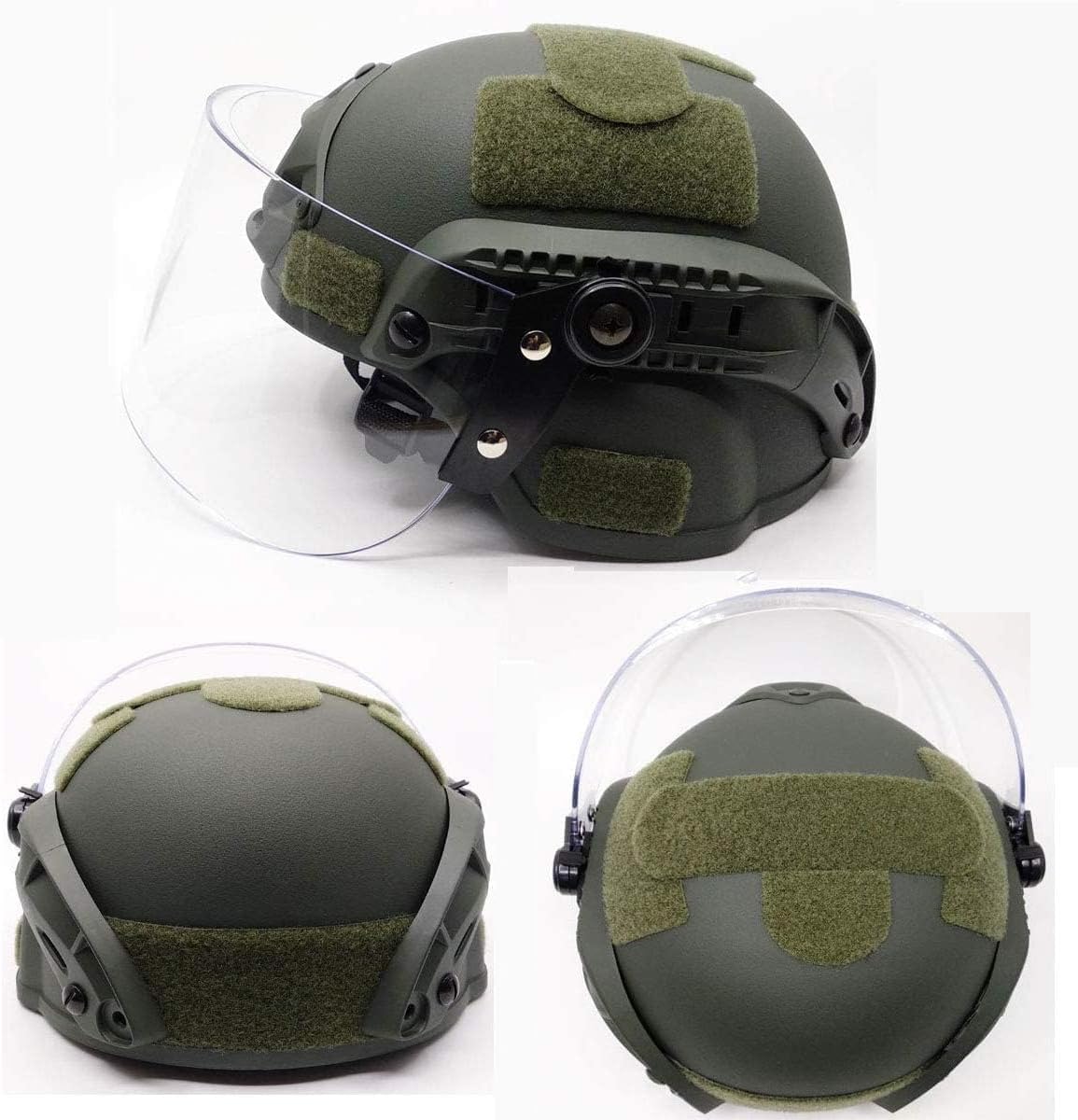 LEJUNJIE Tactical MICH 2000 Fast Helmet with Clear Riot Visor Face Shield Sliding Goggles for Airsoft Paintball CS War Games Outdoor Sports.