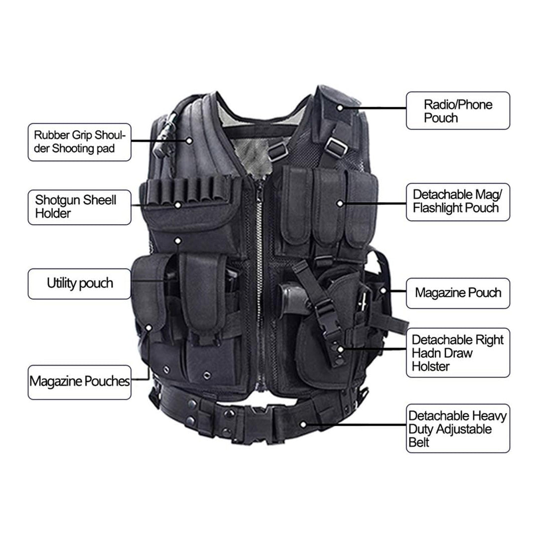 Tactical Vest Outdoor Ultra-Light Breathable Training Airsoft Vest Adjustable for Adults