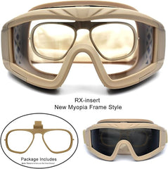 Airsoft Goggles Anti Fog Army Tactical Goggles with 3 Interchangeable Lens UV400 Protection Airsoft Desert
