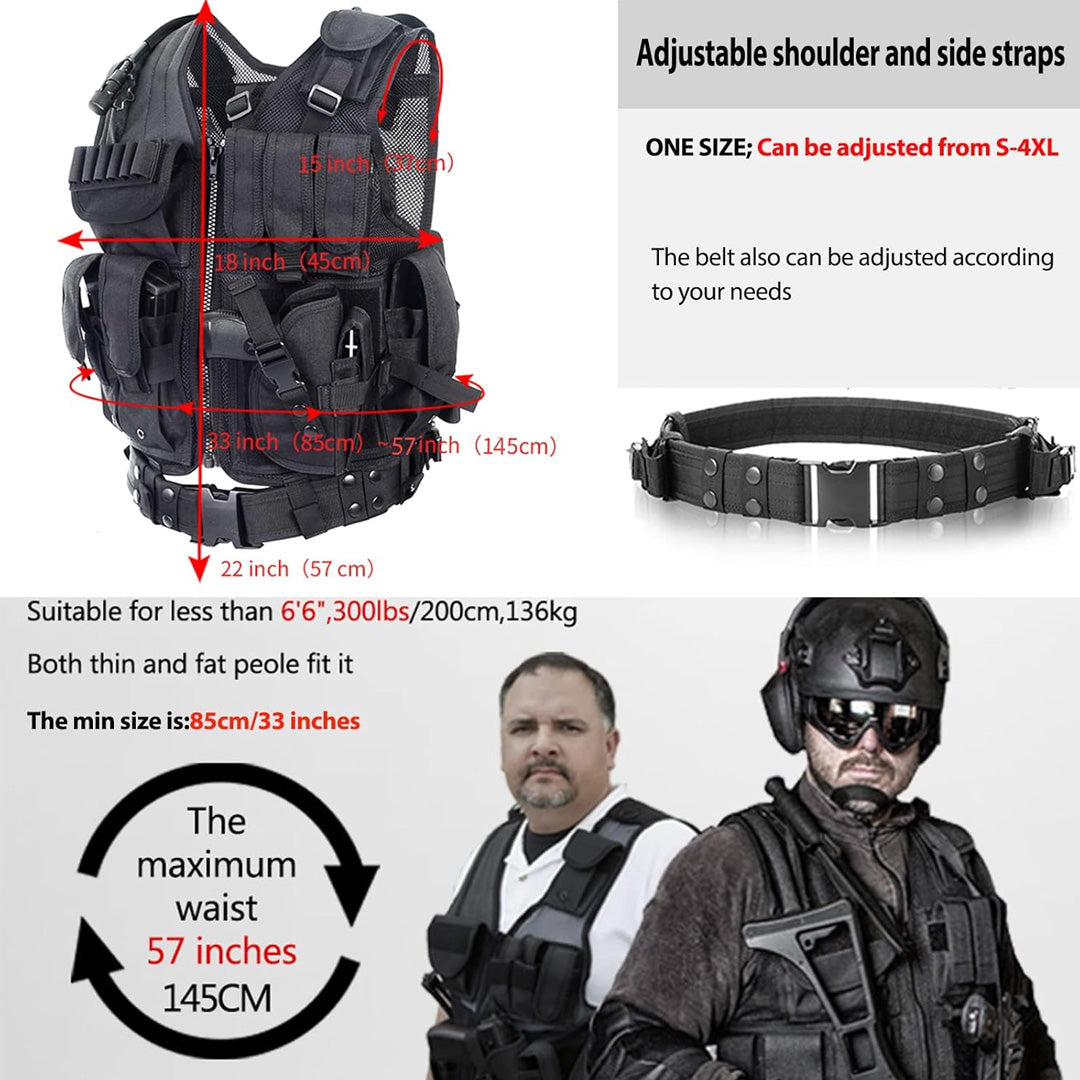Tactical Vest Outdoor Ultra-Light Breathable Training Airsoft Vest Adjustable for Adults