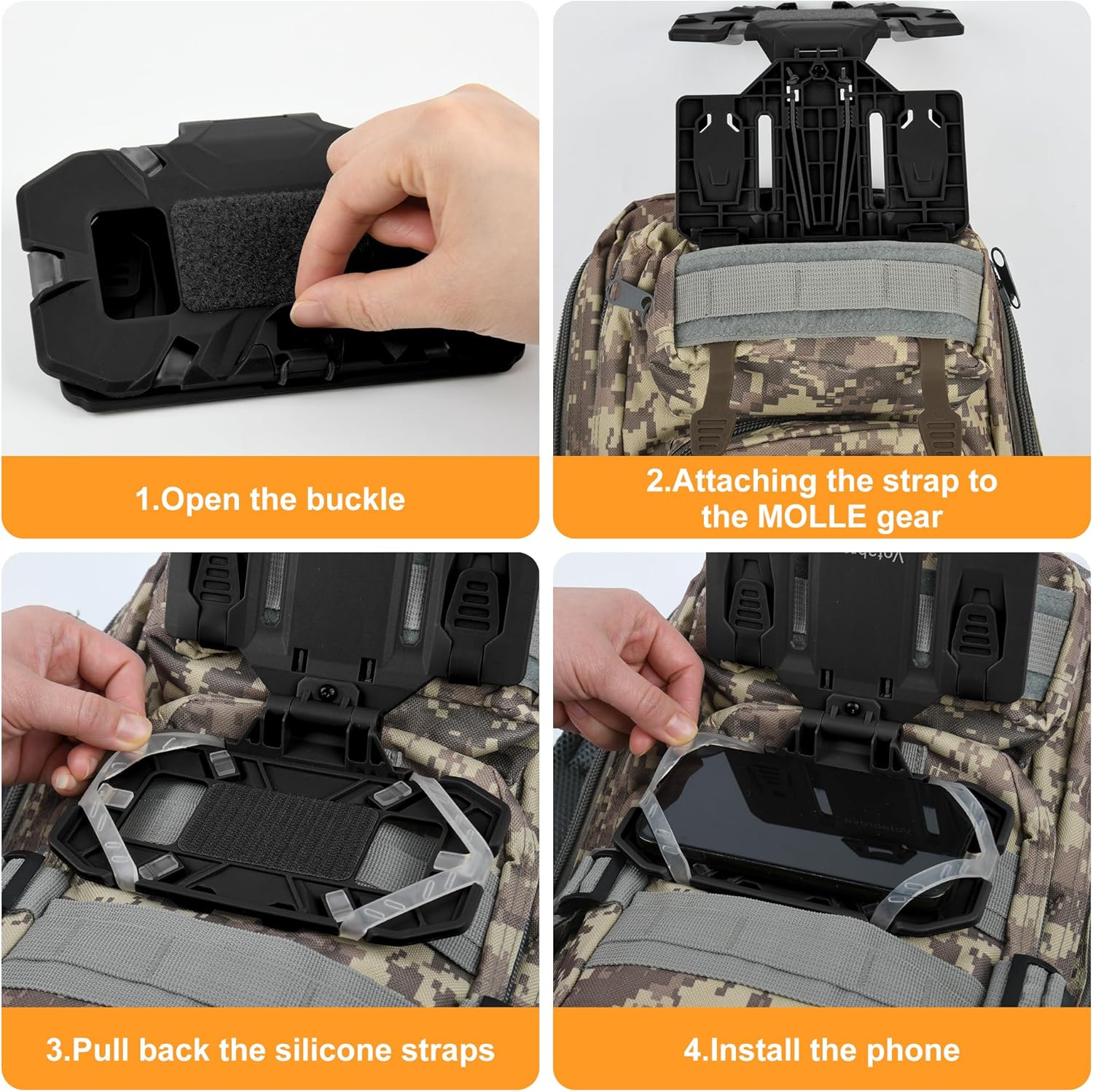 Chest-Mounted Phone Holder, Compatible with Screen Sizes 4.7" - 6.7" Accessories for Tactical Plate Carrier Vests