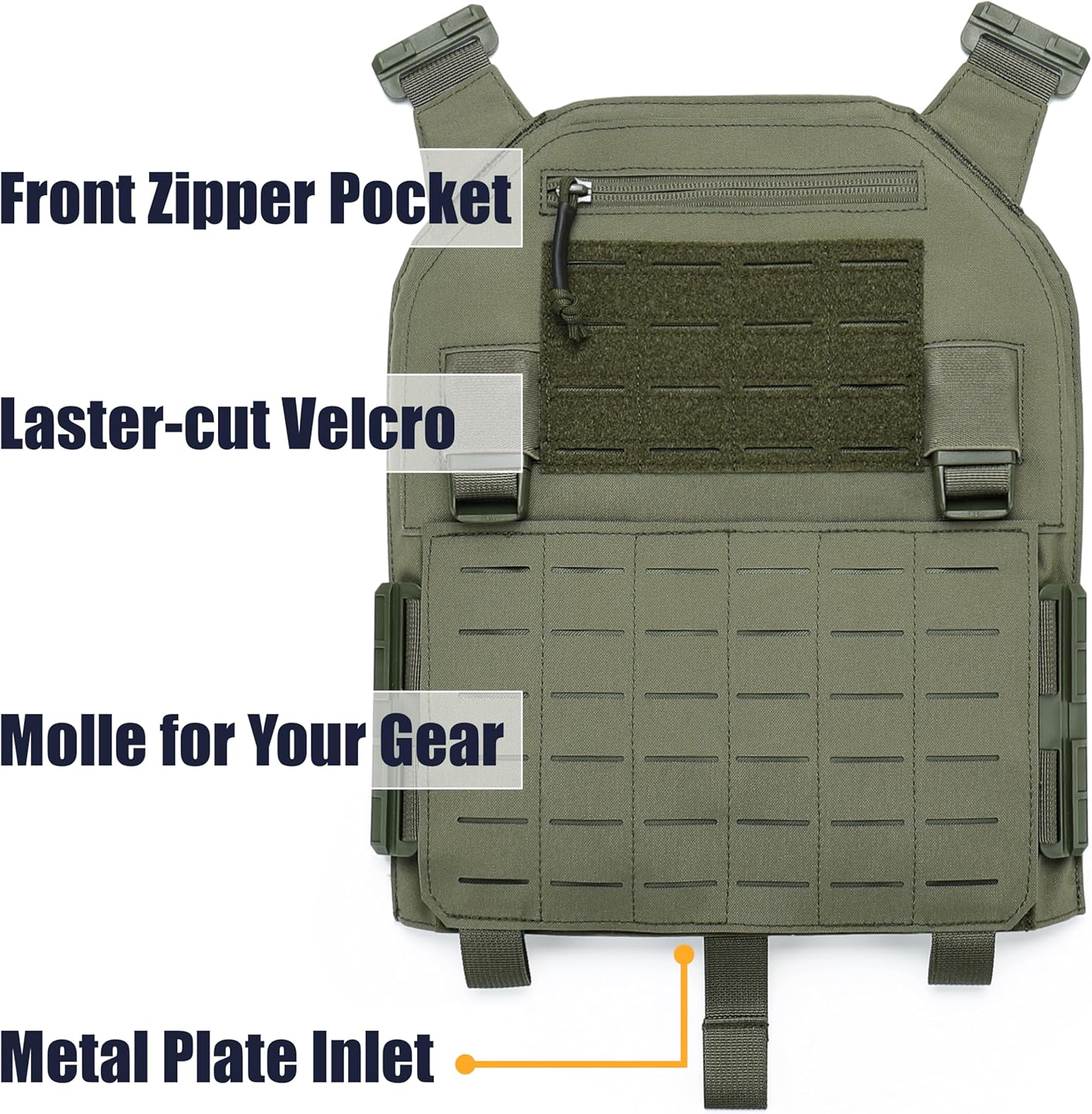 Tactical Quick Release Vest for Men, Fully Adjustable Plate Carriers Vest with Breathable 3D Mesh Liner