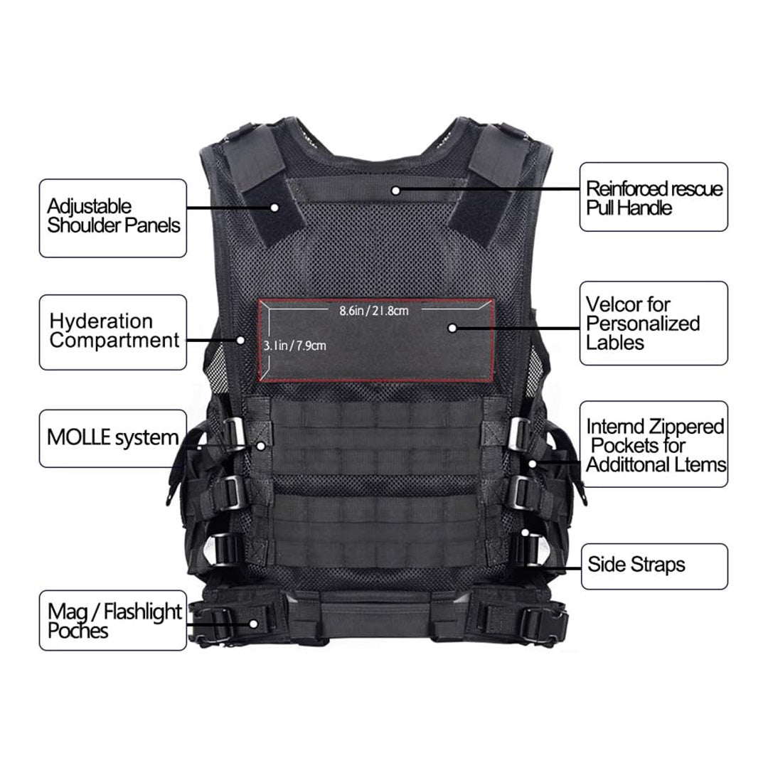 Tactical Vest Outdoor Ultra-Light Breathable Training Airsoft Vest Adjustable for Adults