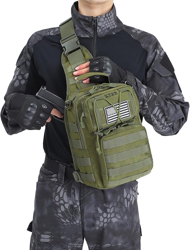 Tactical Sling Backpack Bag Pack for Men Military One Strap Shoulder Backpack Crossbody Bag With Holster