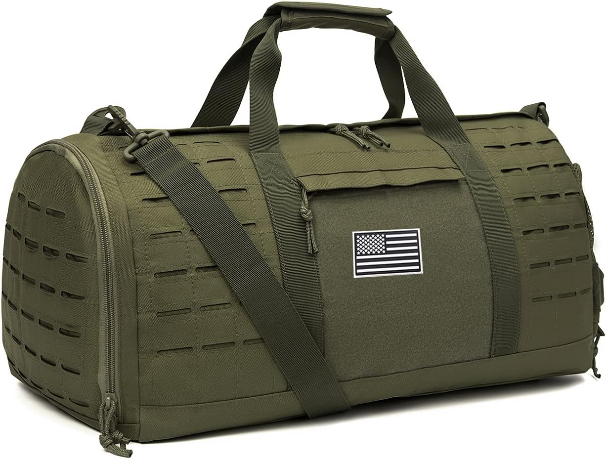 Military Tactical Duffle Bag For Men Sport Gym Bag Fitness Tote Travel Duffle Bag Training Workout Bag With Shoe Compartment Basketball Football Weekender Bag
