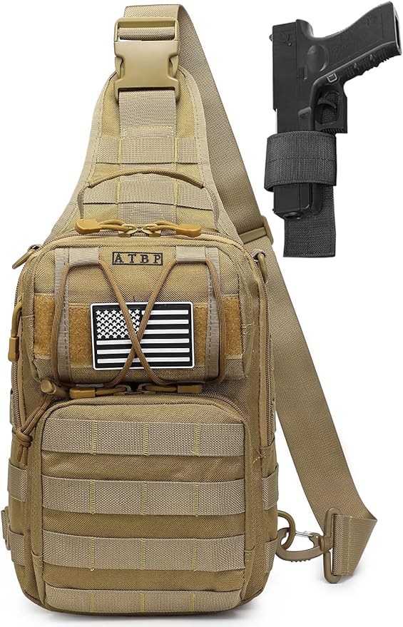 Tactical Sling Backpack Bag Pack for Men Military One Strap Shoulder Backpack Crossbody Bag With Holster
